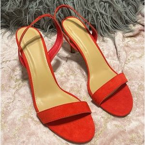 Red Sling Back Sandal Pumps